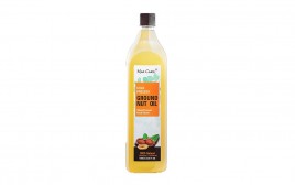 Max Care Cold Pressed Groundnut Oil Wood Pressed Kachi Ghani  Plastic Bottle  1 litre